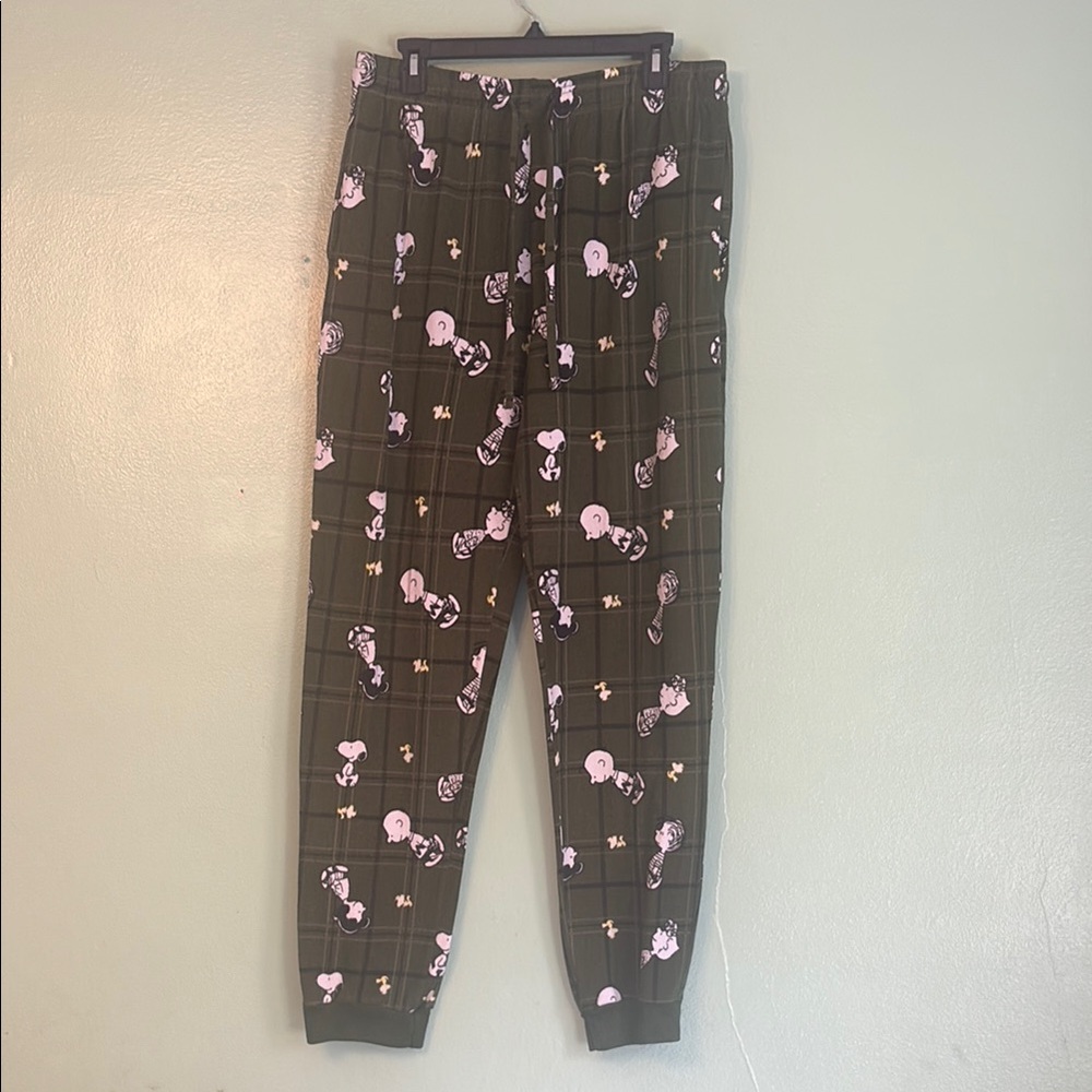 Peanuts Black and Green Jogger Sweatpants Soft Loungewear